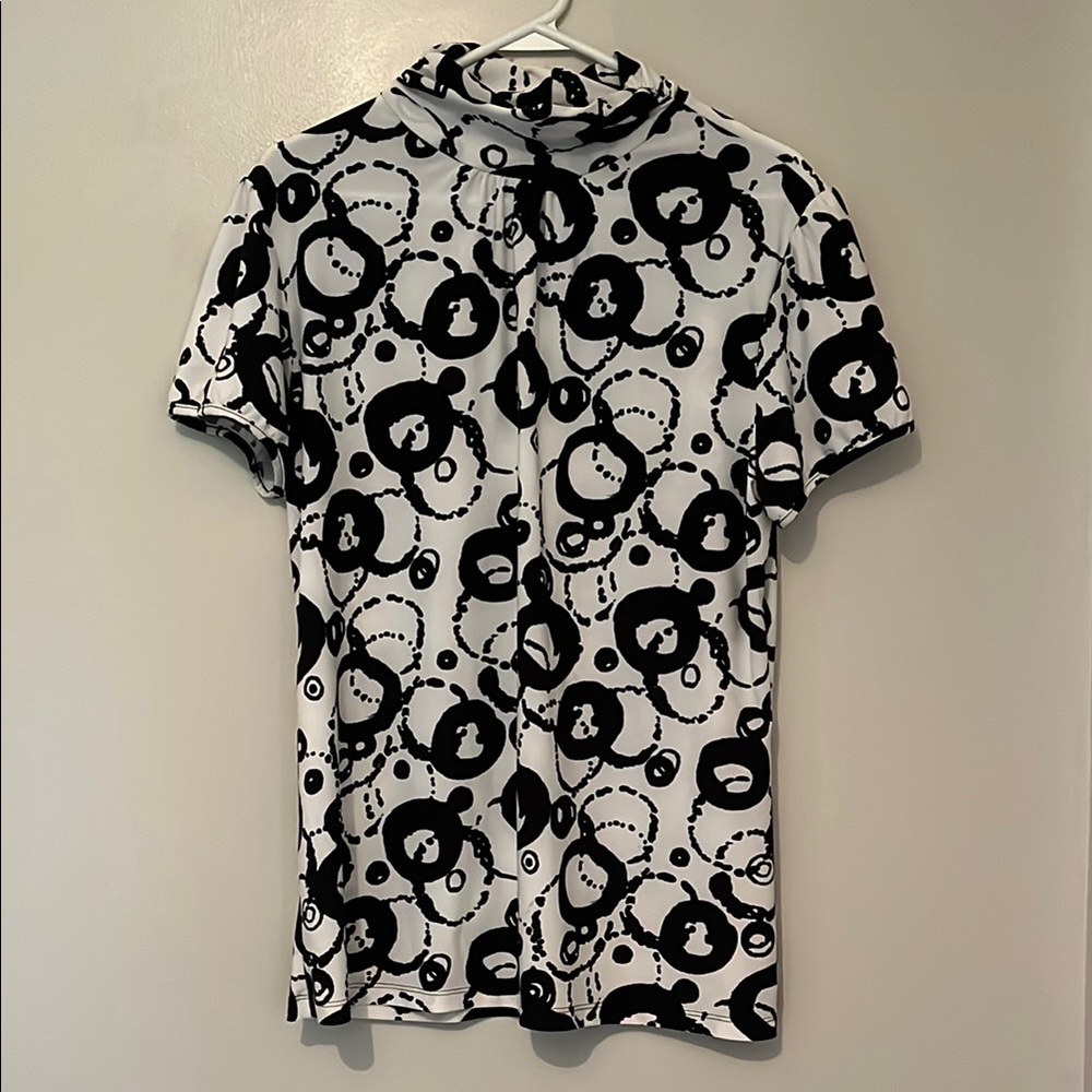 New Directions Black and White Short Sleeve Top XL